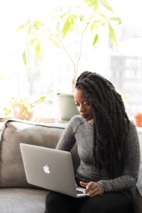 woman working from home